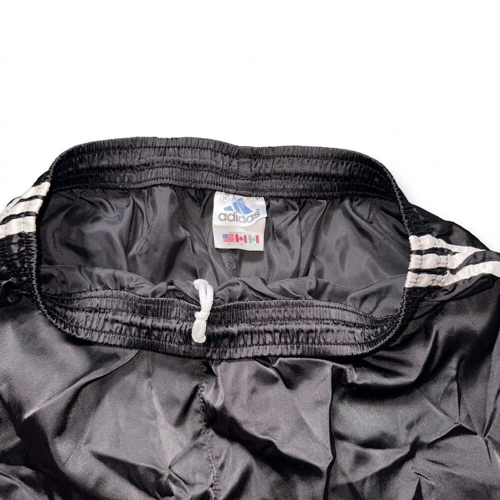 Adidas 90s Rare Satin Soccer Shorts Lisbon Silky Nylon Black White Medium - Picture 4 of 9